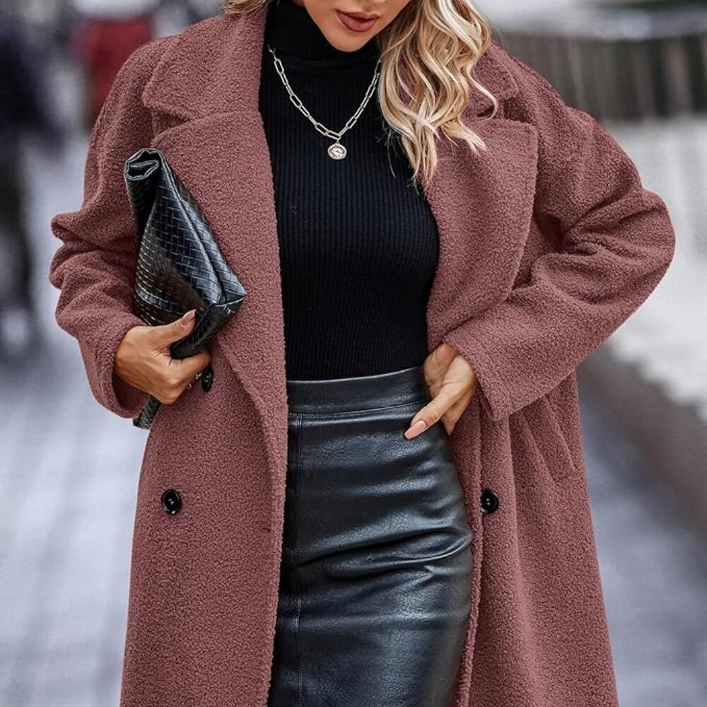 New Long Sleeve Solid Bean Paste Pink Jacket - image 2